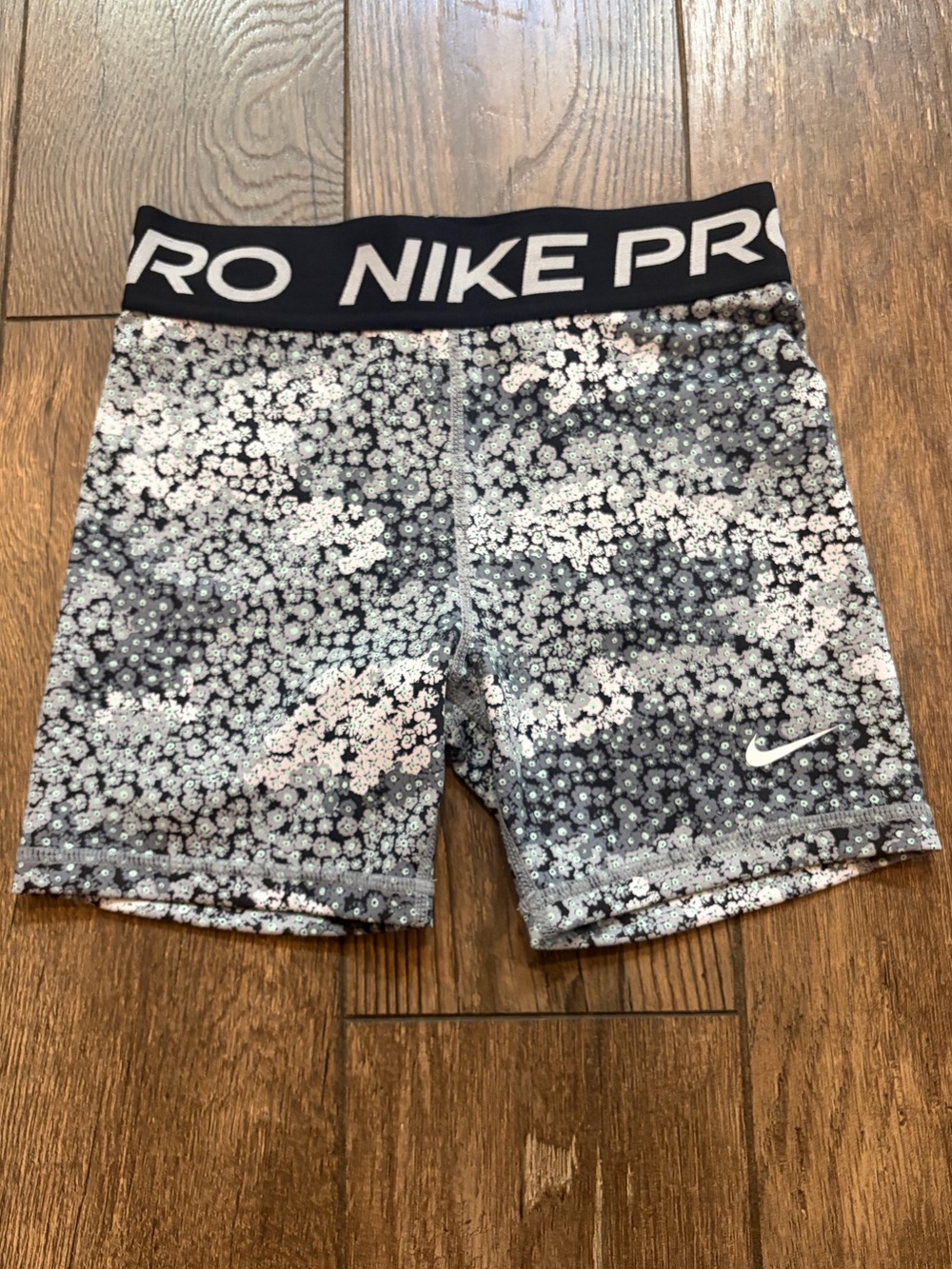 Nike Pro Black & White Floral Compression Shorts